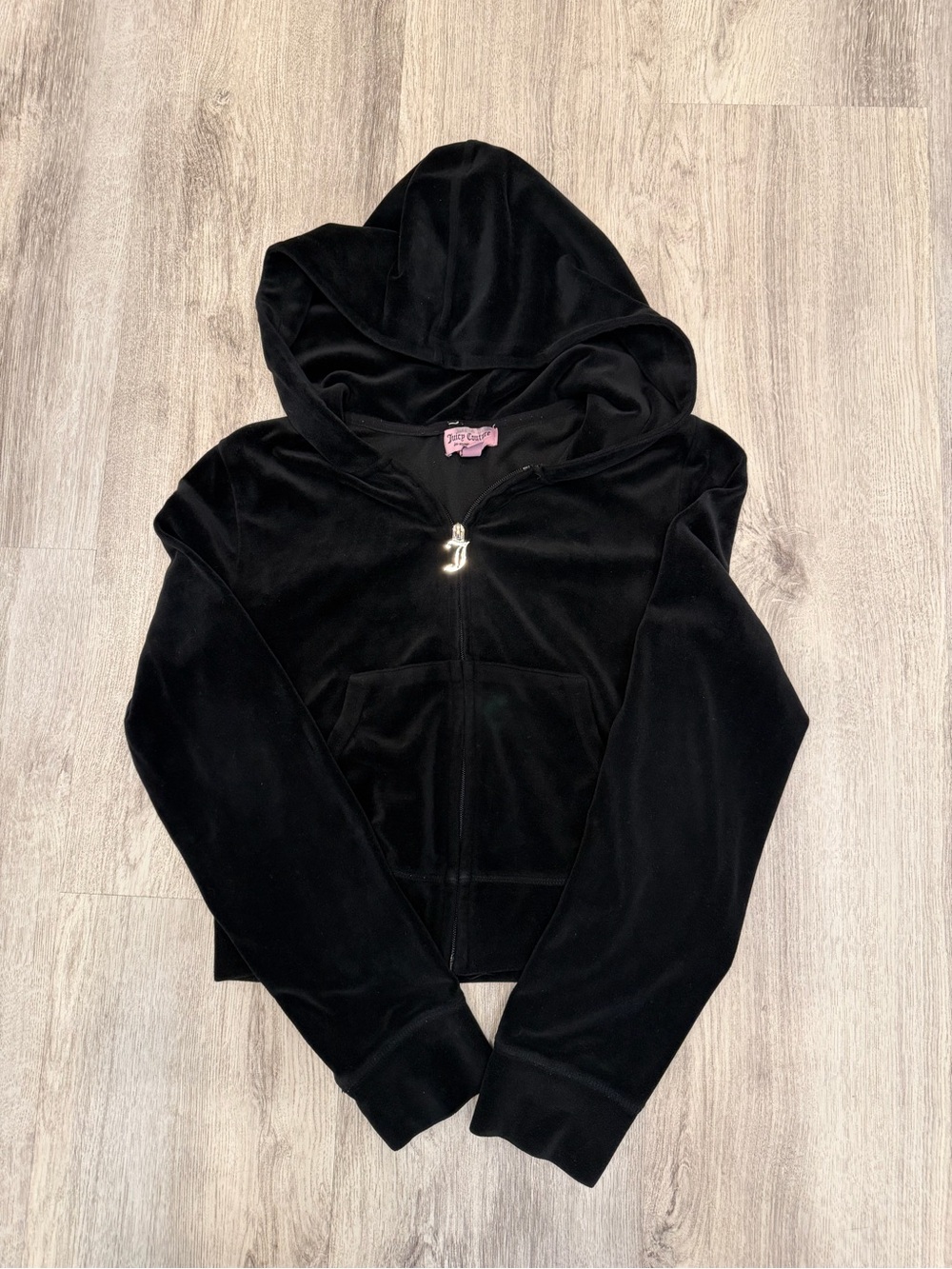 Juicy Couture Medium Black Velour Zip Up Hoodie Y2K Tracksuit Jacket